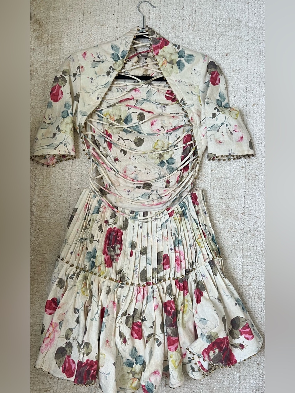 Zimmermann Runway Mischief Floral Corset Linen Dress Sz AU 2 US S-M - Picture 5 of 10
